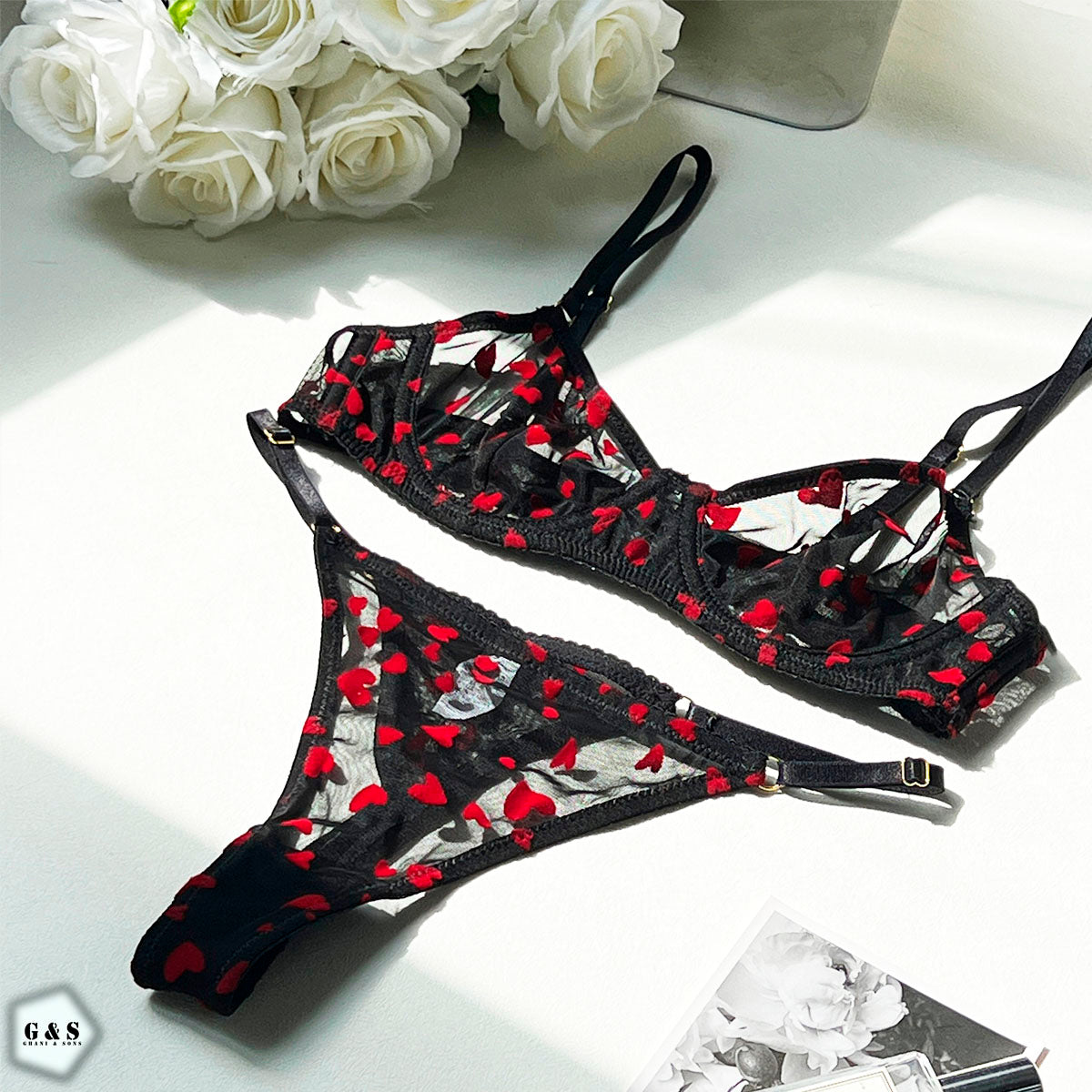 High Quality Wired Net Bra With T-Panty Set