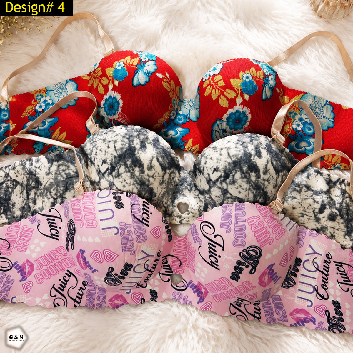 32 Size Non-Wired Pack Of 3 High Quality Seamless Double Padded Pushup Bras