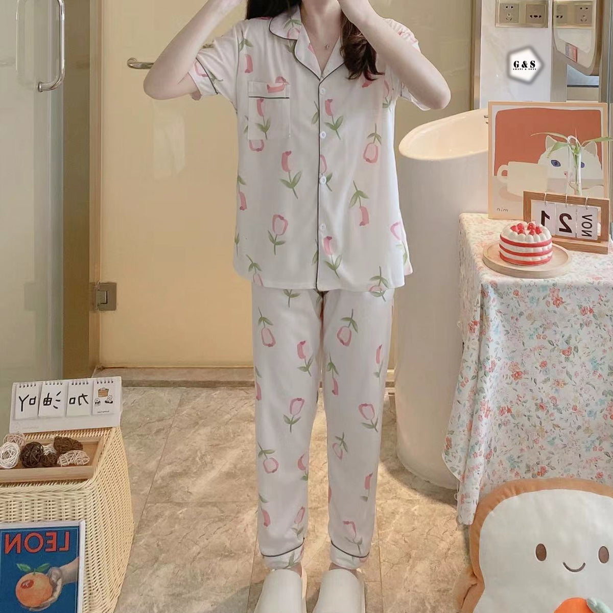 2 Piece Pajama Suit Front Open