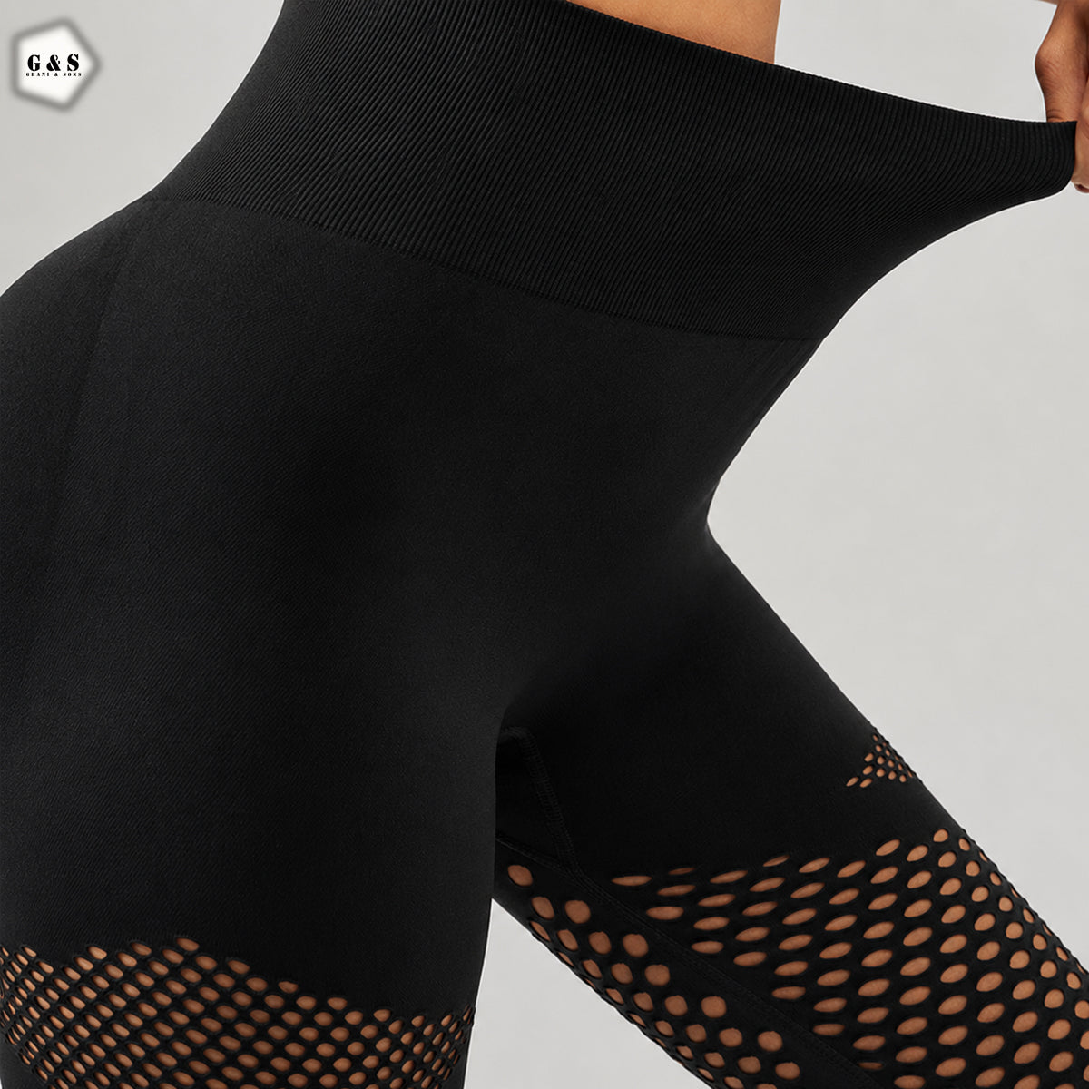 Black Mesh Hole Design Seamless Butt Lifter Gym/Yoga Legging
