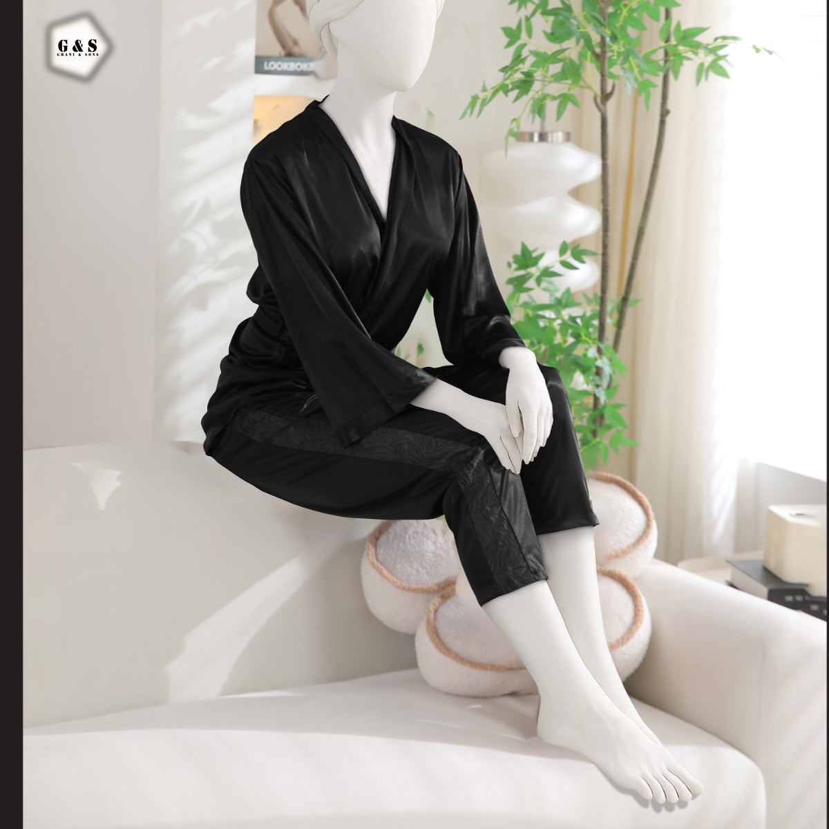 New Silk Design With Side Net Pattern Pajama Suit