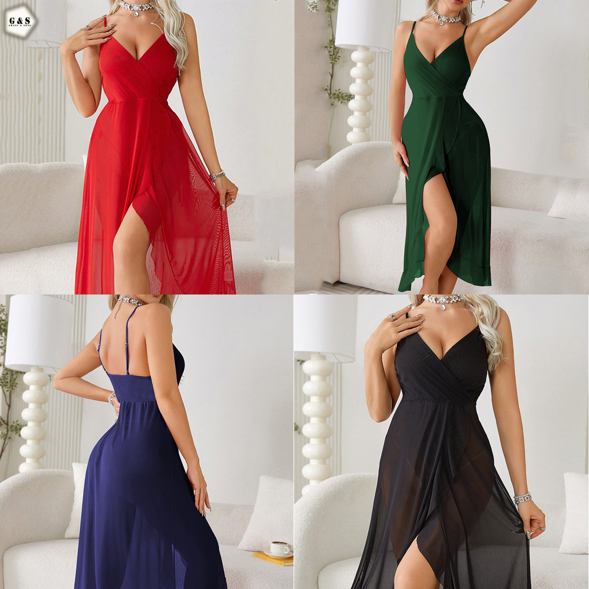 Ladies Imported V-Neck Chiffon Nightwear
