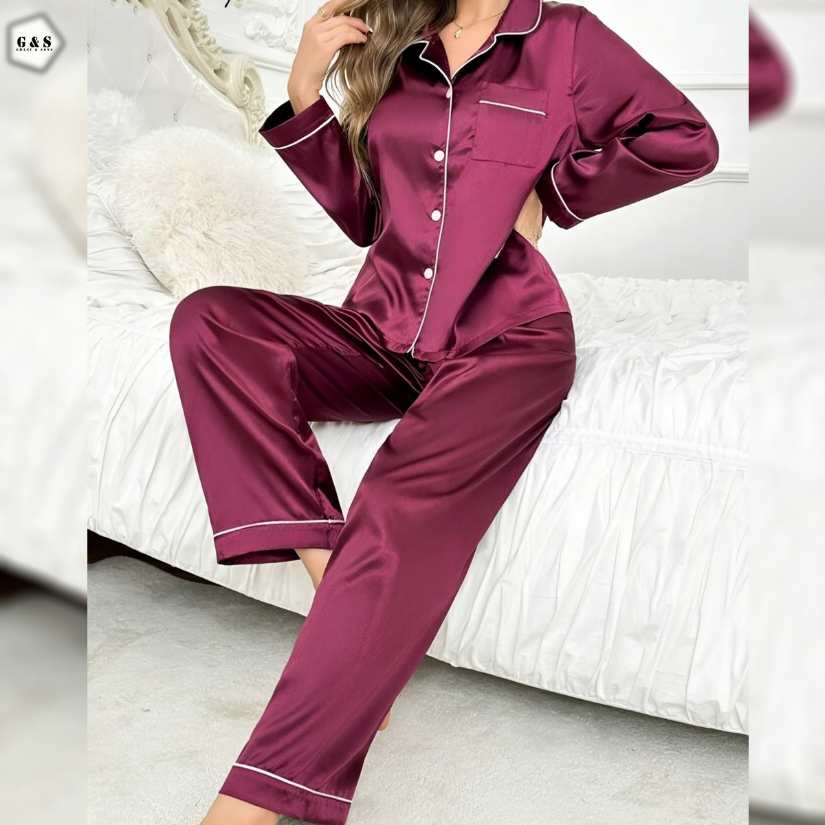 Full Sleeves Silk Night Suit