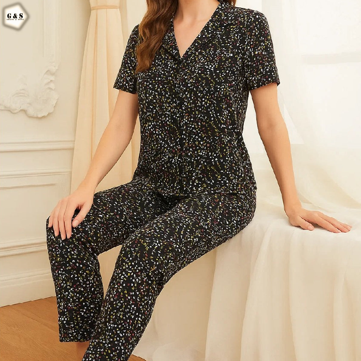 Ladies Imported Half Sleeves Linen Night Suit