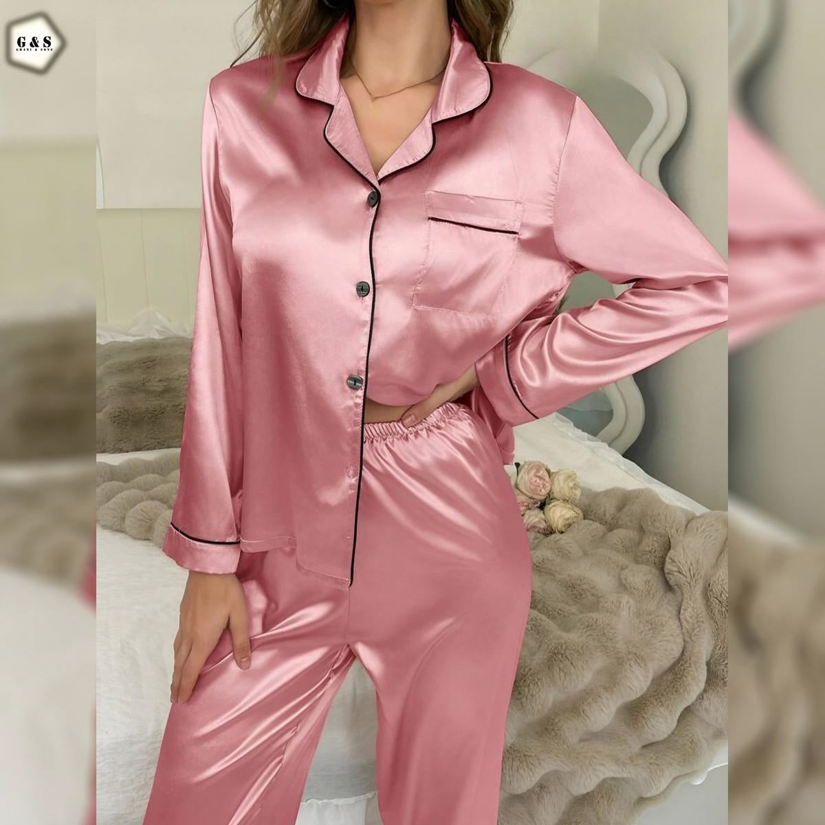 Full Sleeves Silk Night Suit