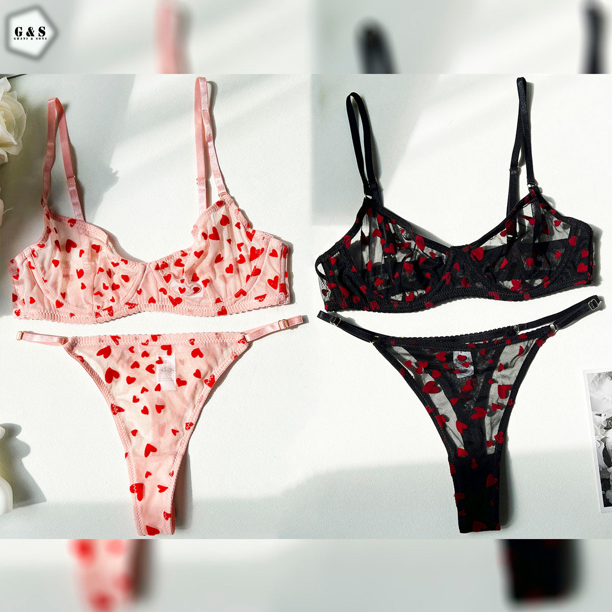 High Quality Wired Net Bra With T-Panty Set