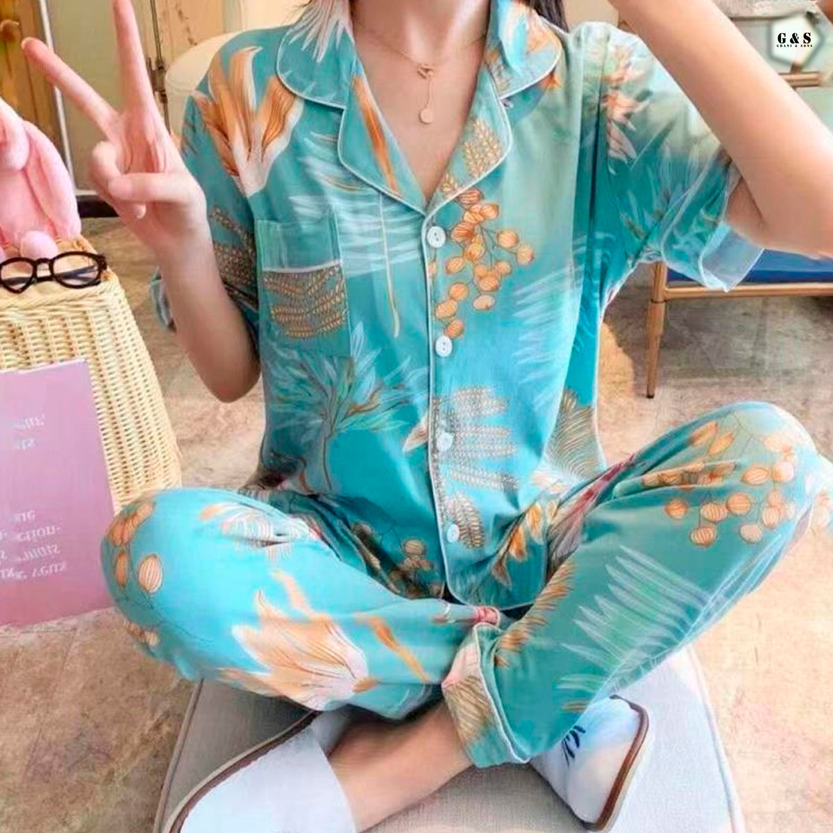 Front Open Design Pajama Suit
