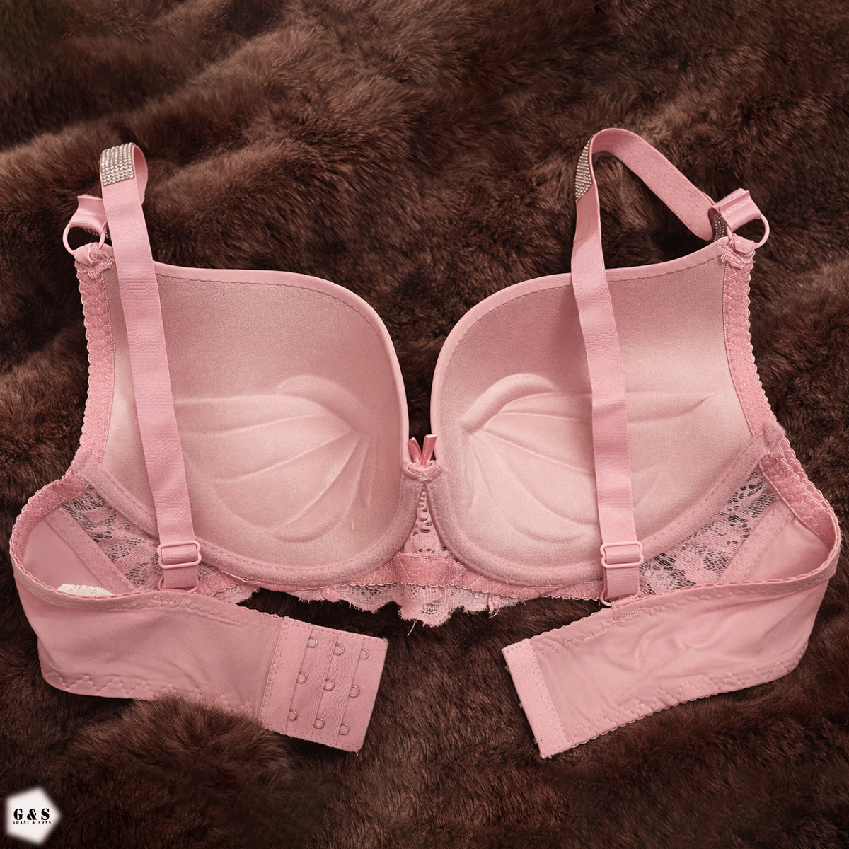 Pack Of 3 Fancy Wired Stones Design Lace Pushup Bras