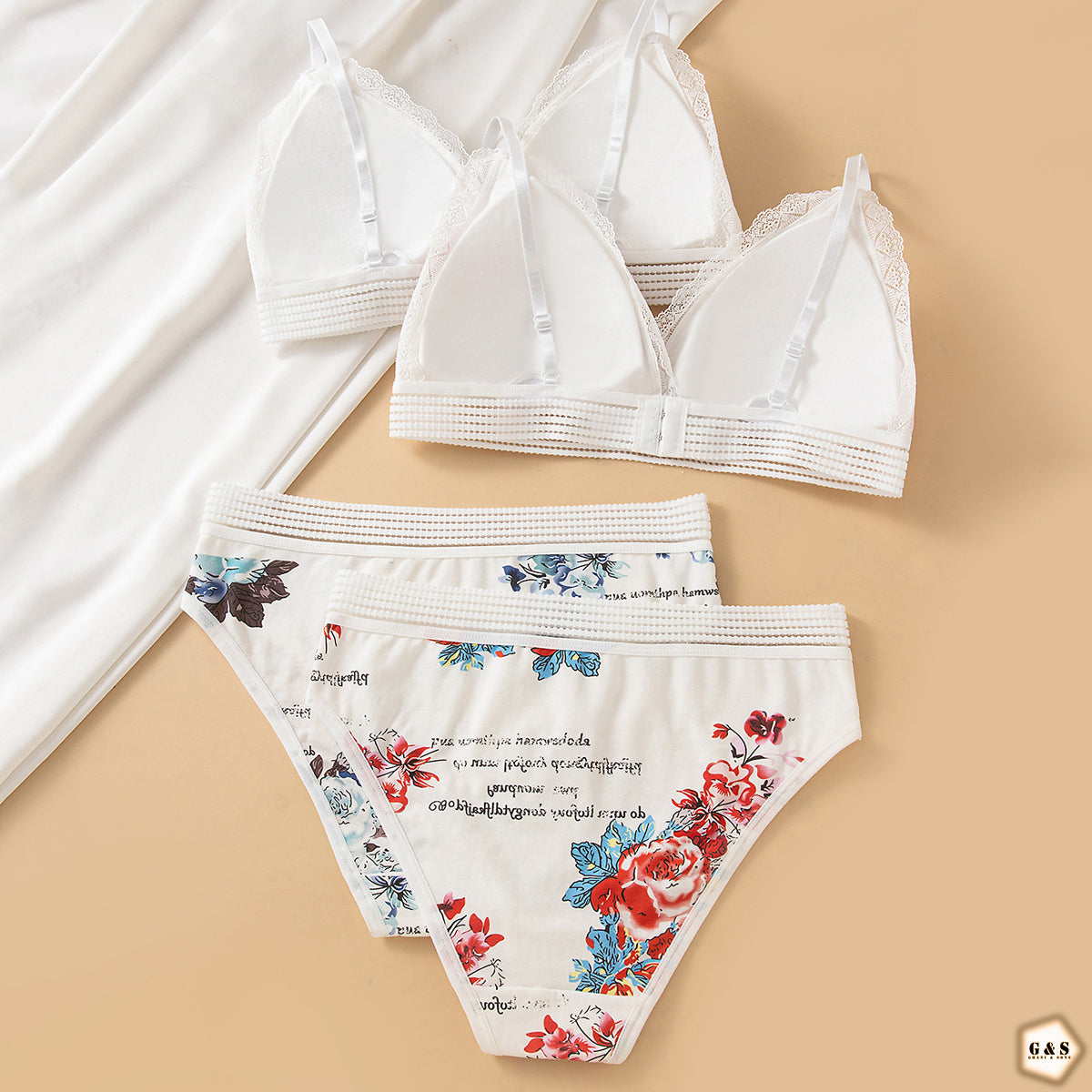 High Quality Pack Of 2 Pure Cotton Printed Bralette Sets