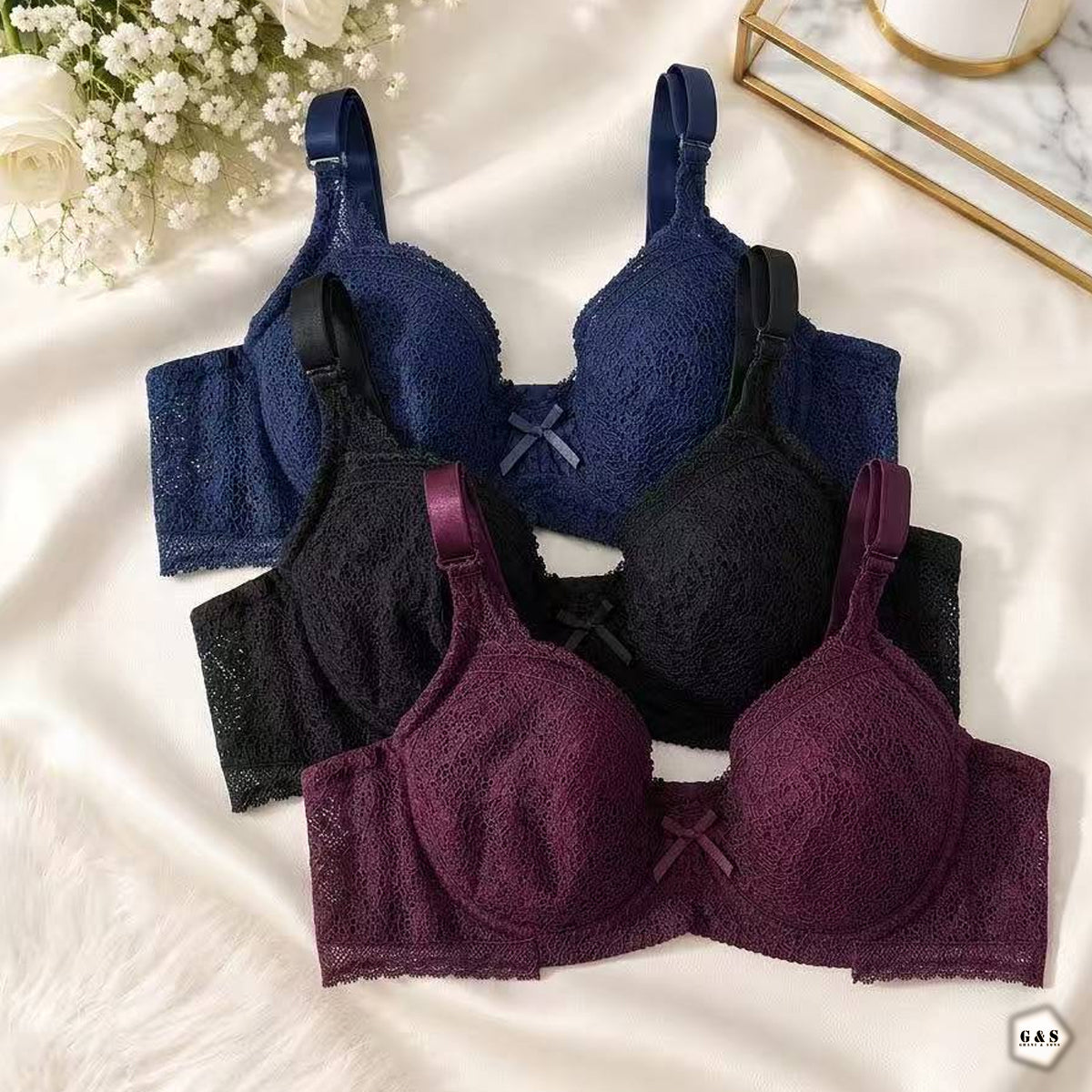 High Quality Wired Lace Pack Of 2 Non-Padded Pushup Bras