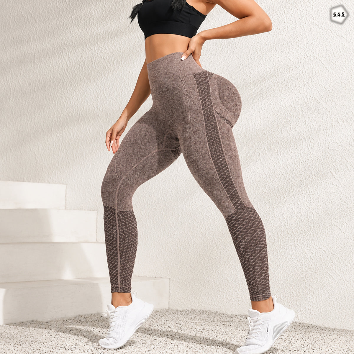 Ladies Imported Light Brown Seamless Butt Lifter Gym/Yoga Legging