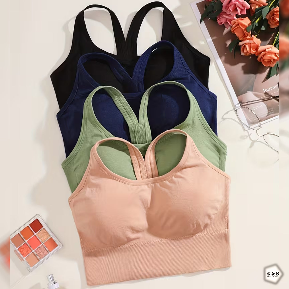 Pack Of 3 Back Hook Design Sports Bras