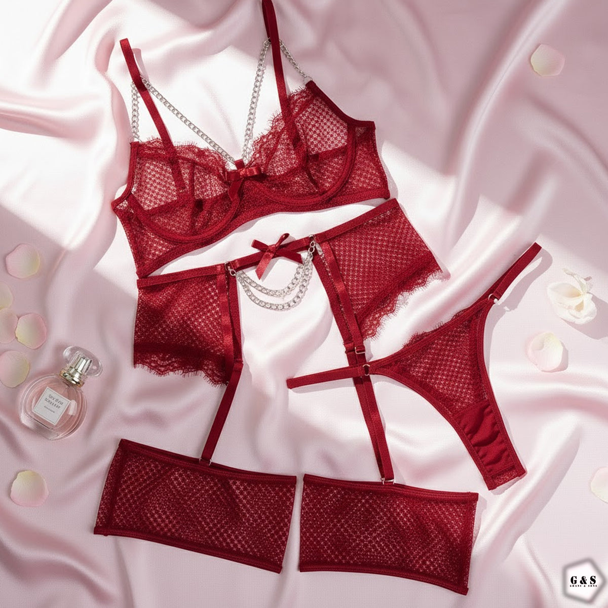 Ladies Imported Exclusive Mesh Net Design Wired Bra Complete Set