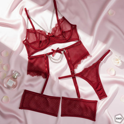 Ladies Imported Exclusive Mesh Net Design Wired Bra Complete Set