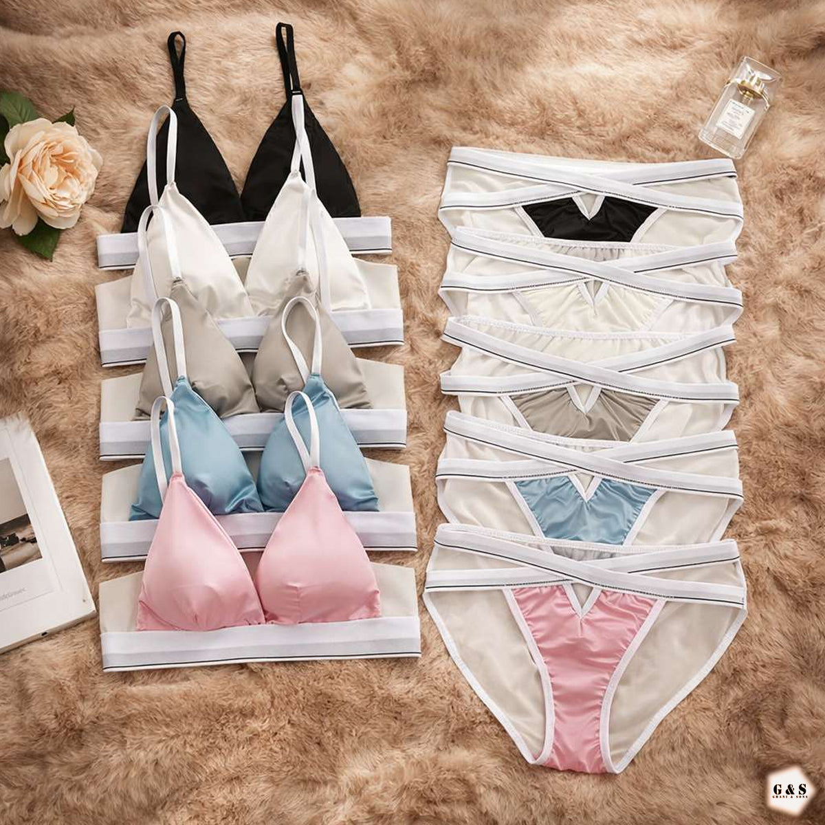 Ladies Imported High Quality Silk Design Bra/Bralette Panty Set