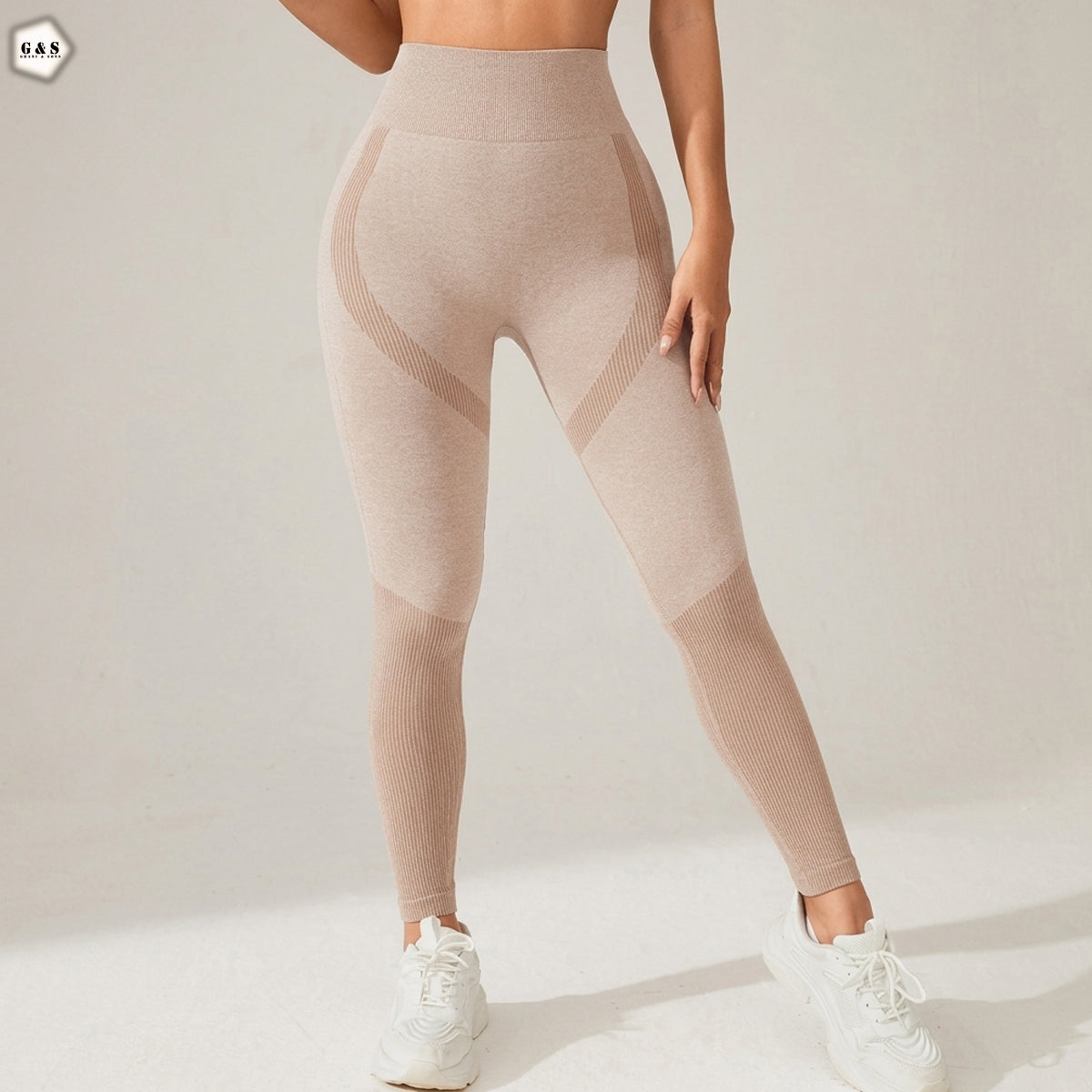 Ladies Imported Khaki Color Seamless Gym/Yoga Legging