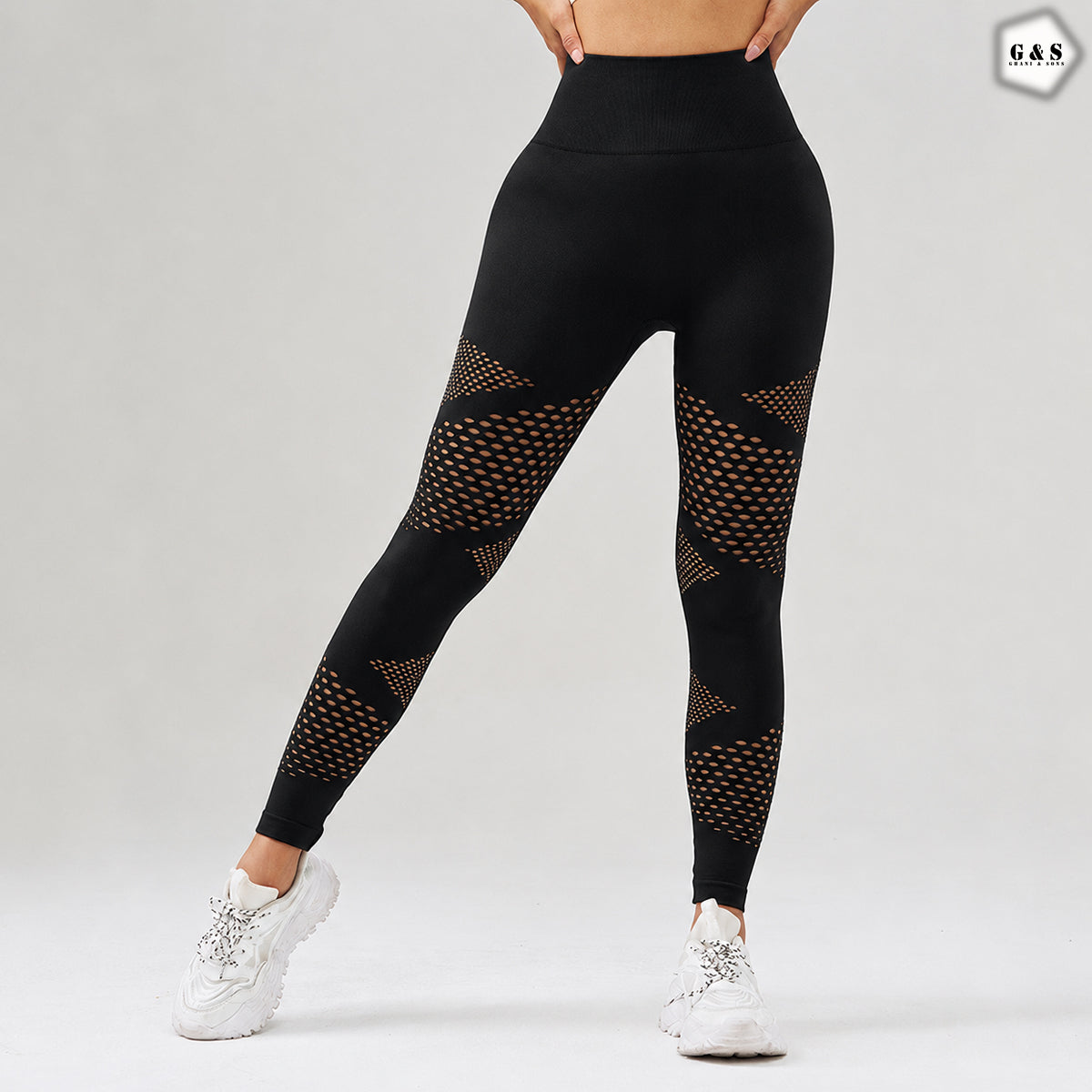 Black Mesh Hole Design Seamless Butt Lifter Gym/Yoga Legging