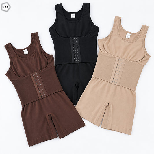 High Quality Front Open Full Body Shaper With Corset Belt