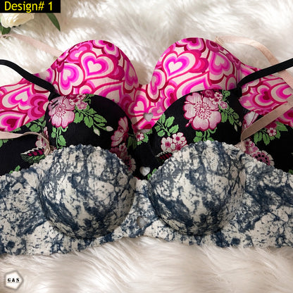 32 Size Non-Wired Pack Of 3 High Quality Seamless Double Padded Pushup Bras