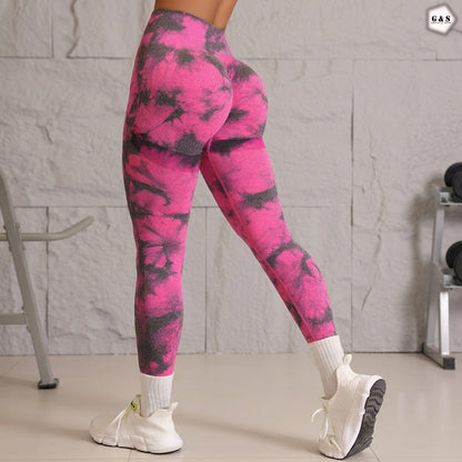 Pink Printed Design Seamless Butt Lifter Gym/Yoga Legging