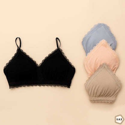 Girls Imported Pack Of 3 Cotton Back Hook Style Bralette