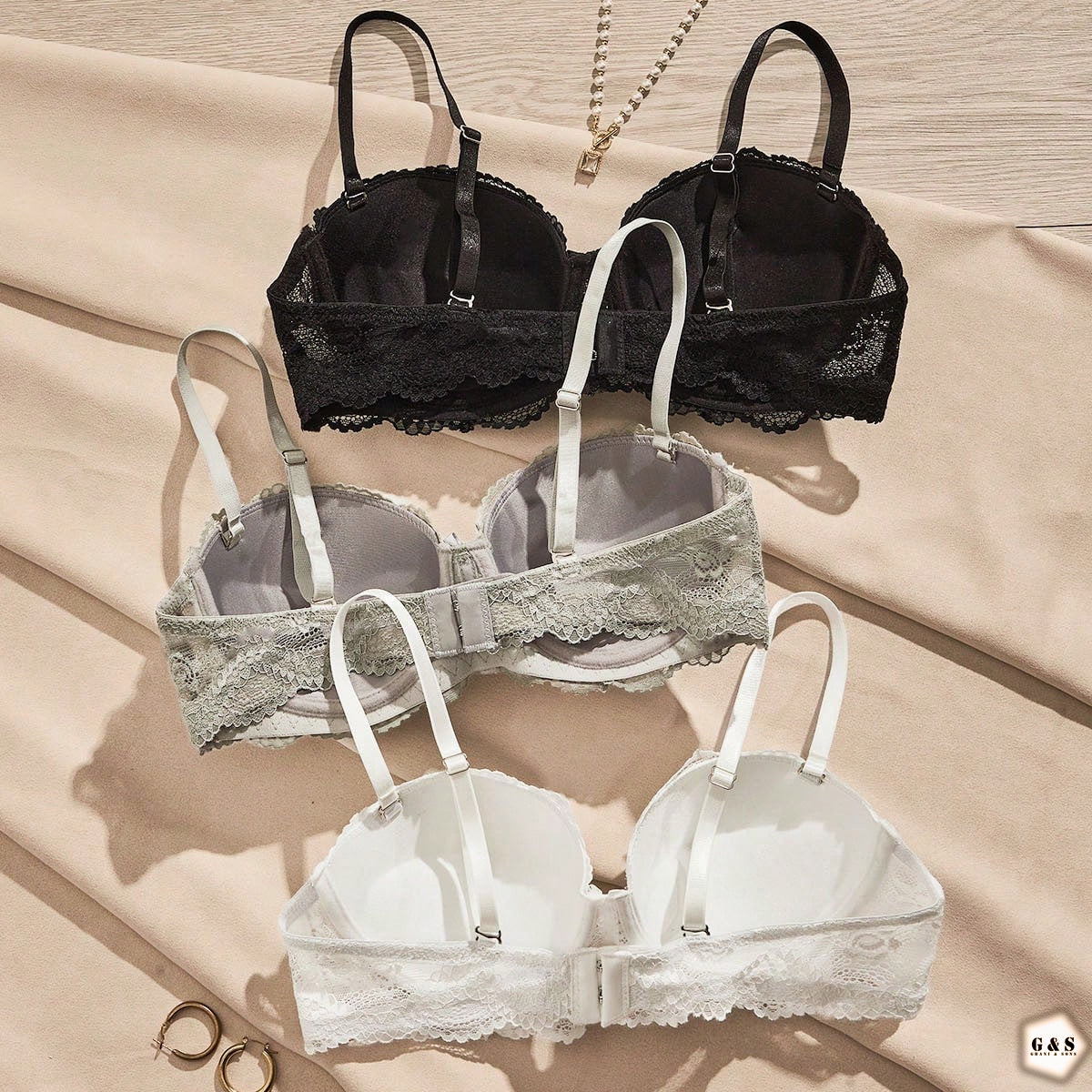High Quality Pack Of 2 Single Padded Wired Lace Balconette Pushup Bra