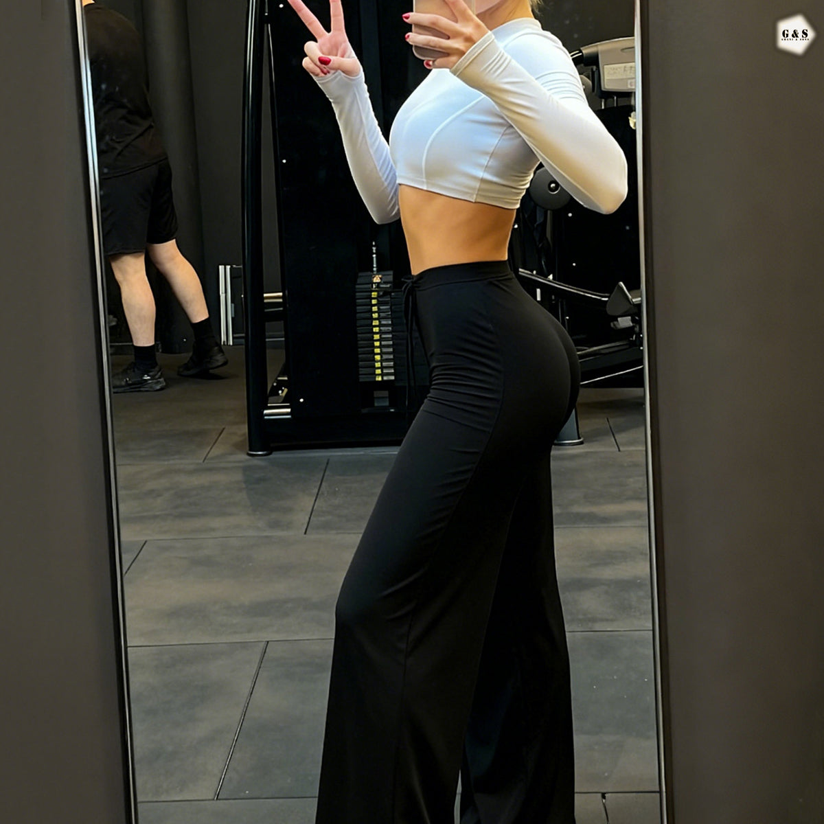 Ladies Imported Black Color Wide Leg Dry-Fit Gym/Yoga Trouser