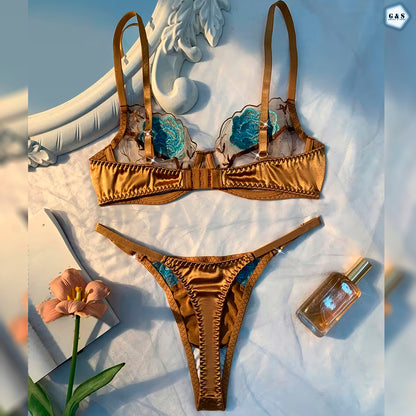High Quality Wired Net Brown Pushup Bra & Panty Set