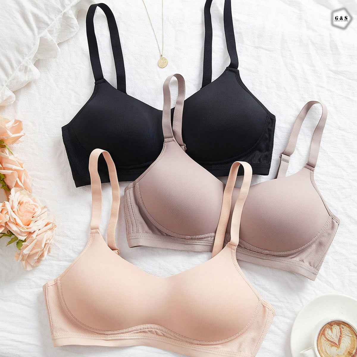 Pack Of 3 Light Padded High Quality Non-Wired T-Shirt Bras