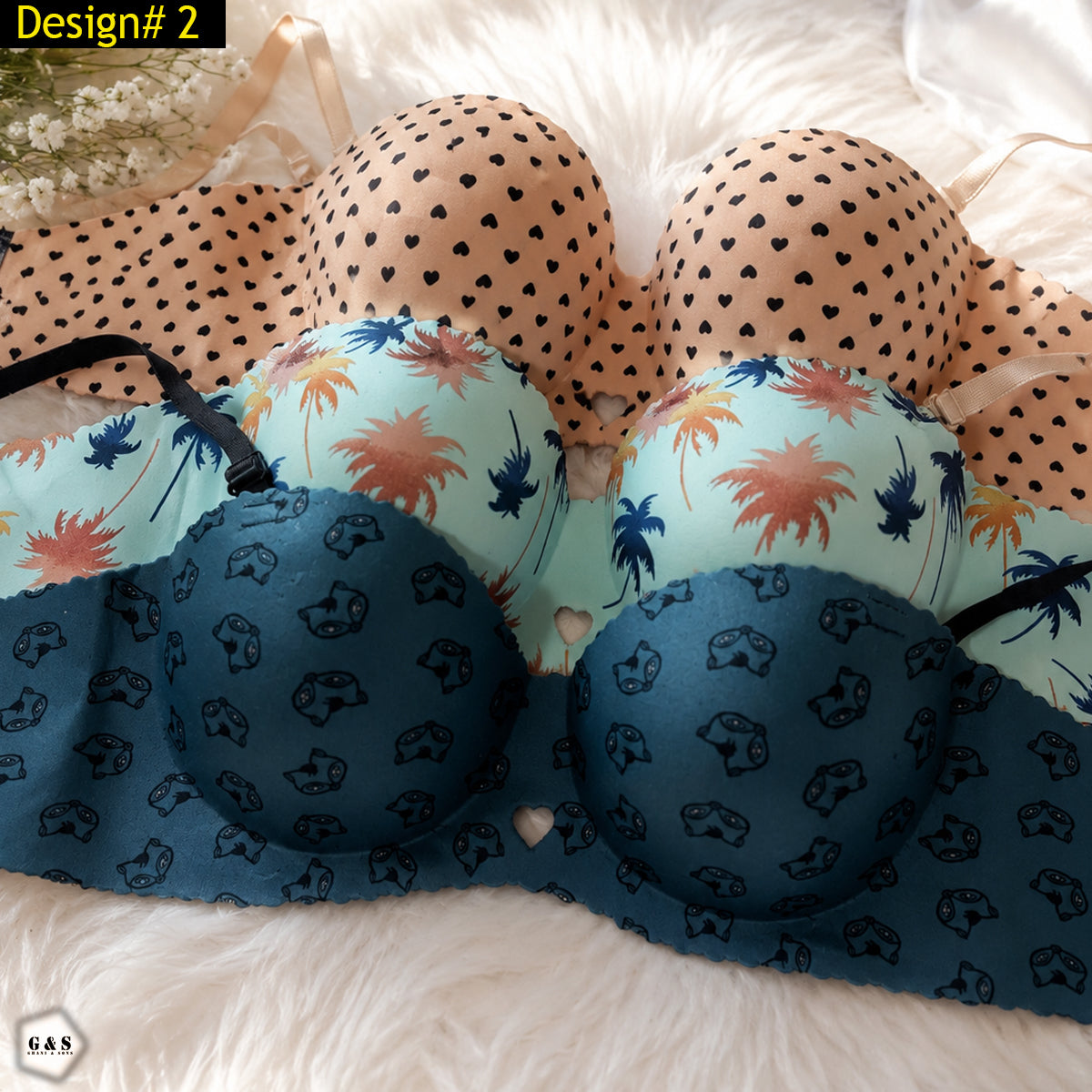 32 Size Non-Wired Pack Of 3 High Quality Seamless Double Padded Pushup Bras