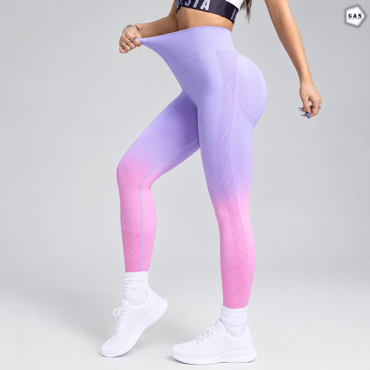 Ladies Imported Double Shaded Design Seamless Butt Lifter Gym/Yoga Legging
