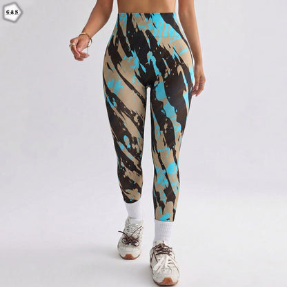 High Quality Khaki Printed Design Seamless Butt Lifter Gym/Yoga Legging