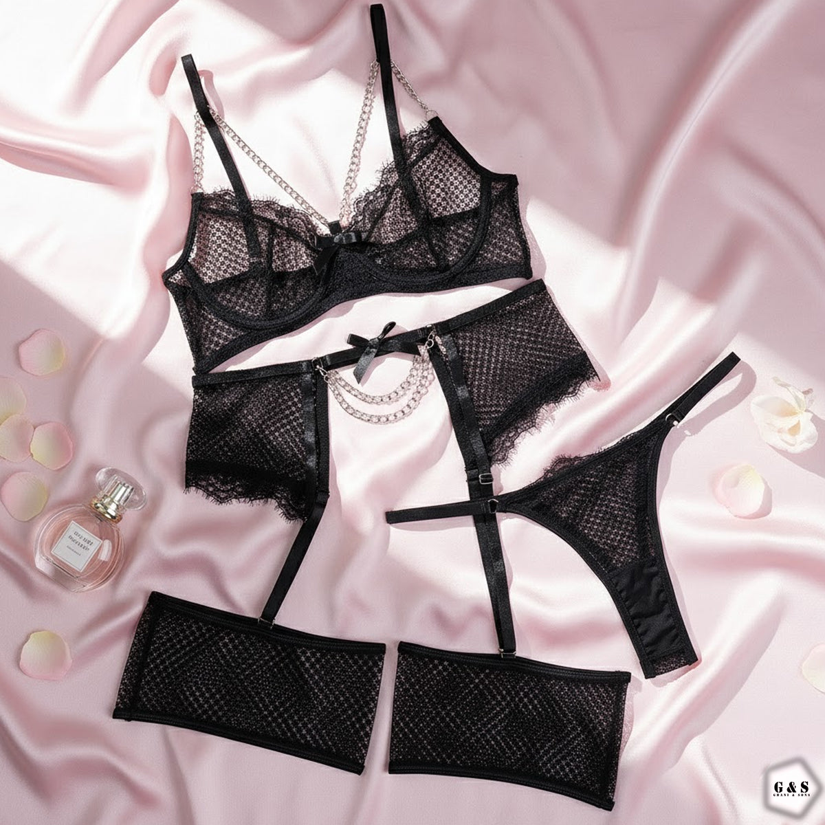 Ladies Imported Exclusive Mesh Net Design Wired Bra Complete Set