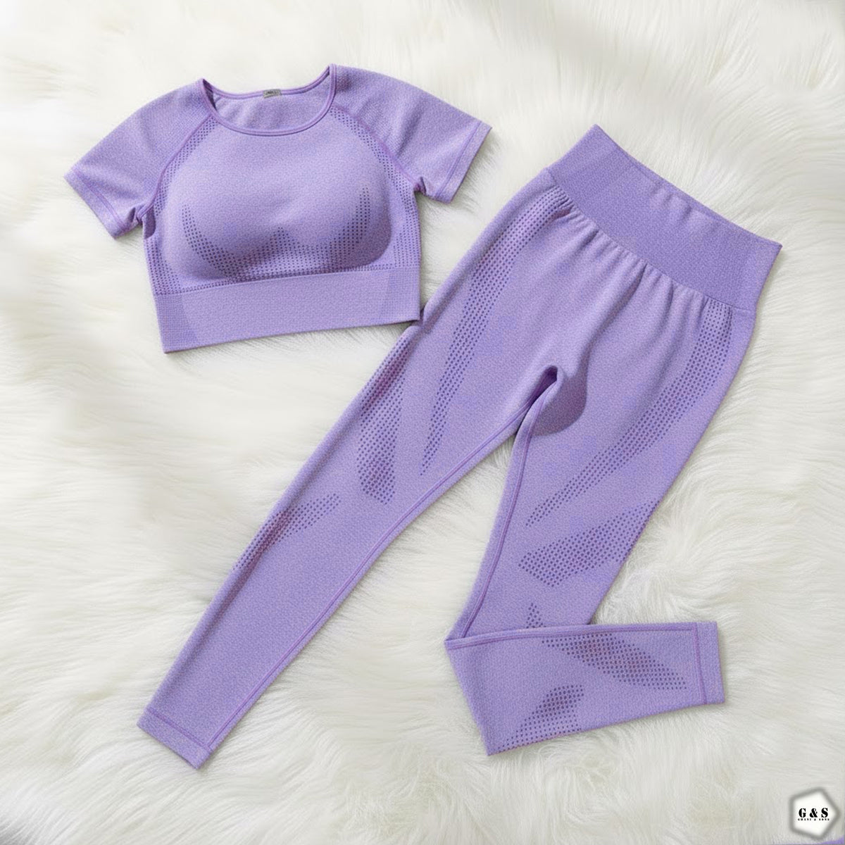 Pack Of 2 Half Sleeves Crop Top Seamless With Butt Lifter Gym/Yoga Sets