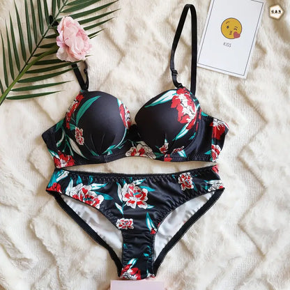 Pack Of 2 Light Padded Wired Floral Print Bra & Panty Sets