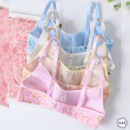 Zero Size Flower Printed Pack Of 3 Back Hook Design With Adjustable Straps Bralette