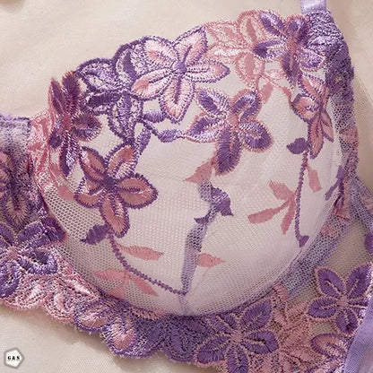 High Quality Purple Wired Net Pushup Bra & Panty Set