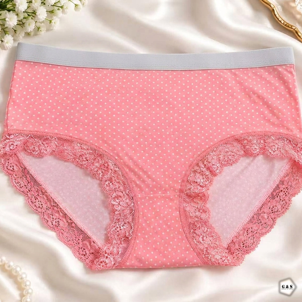 Girls Imported Pack Of 5 Cotton Lace Panties