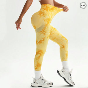 High Waist Seamless Yellow Printed Butt Lifter Gym/Yoga Legging