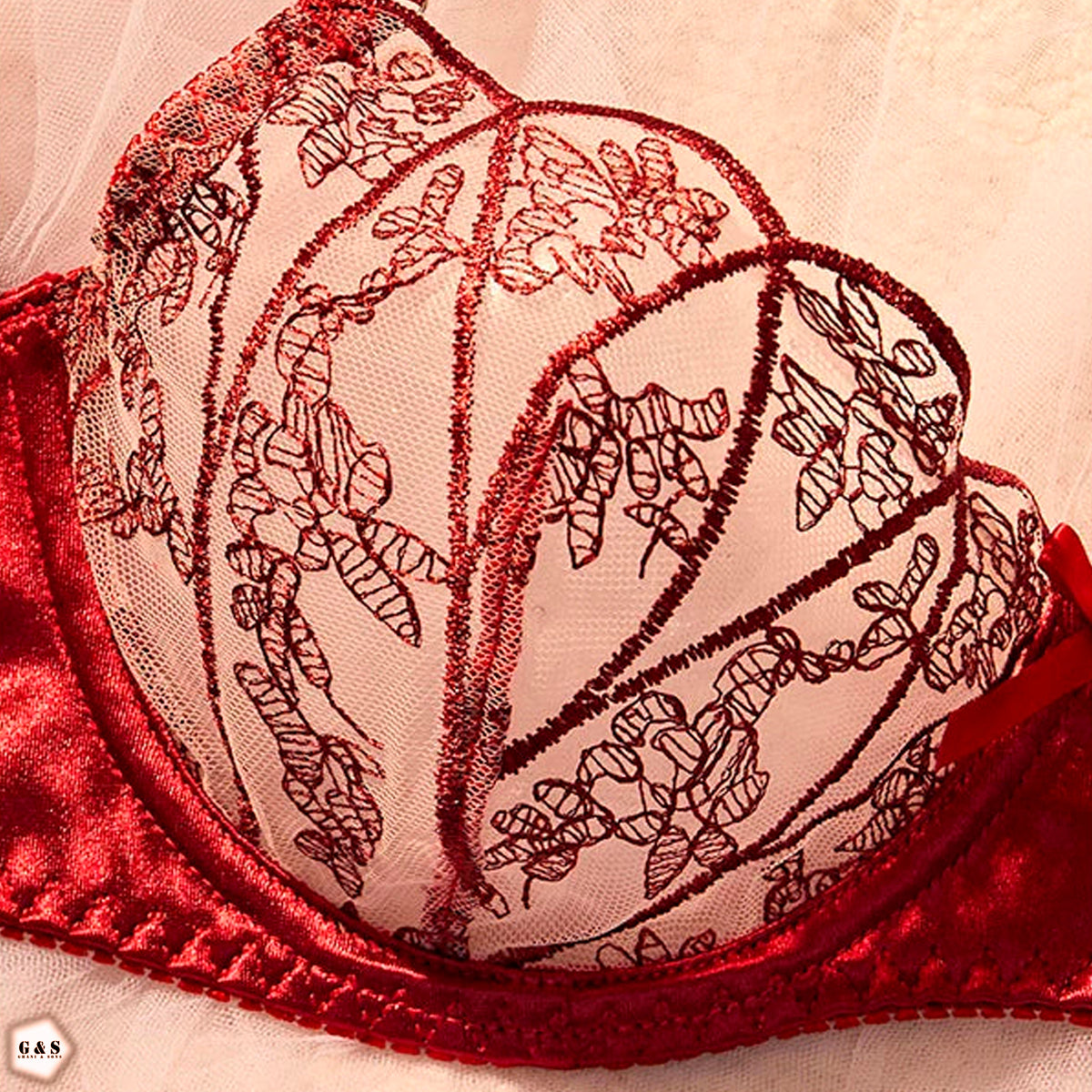 High Quality Wired Net Maroon Pushup Bra & Panty Set