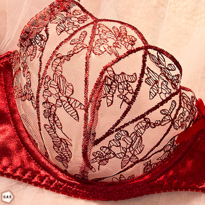 High Quality Wired Net Maroon Pushup Bra & Panty Set