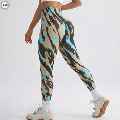 High Quality Khaki Printed Design Seamless Butt Lifter Gym/Yoga Legging