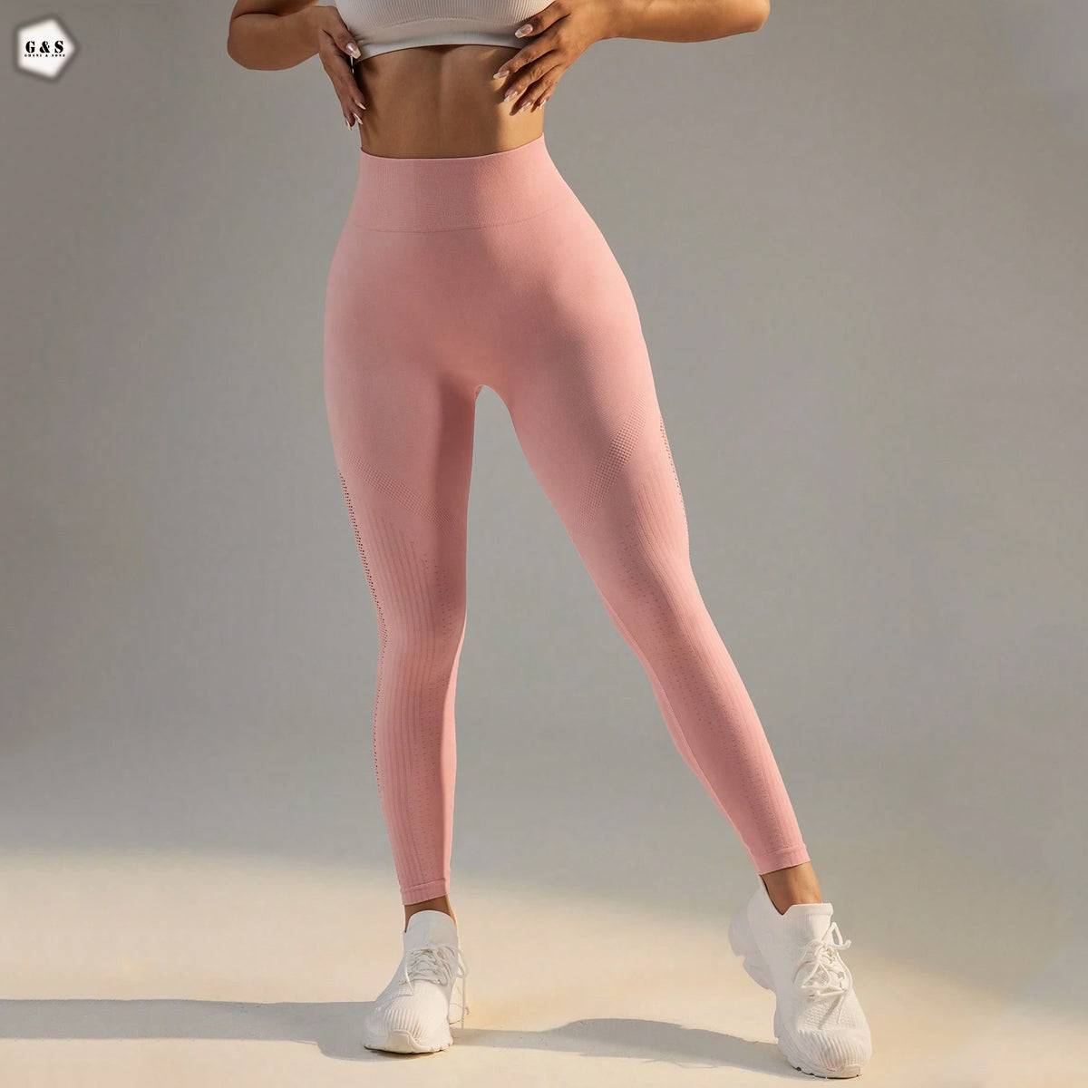 Peach Mesh Hole Design Seamless Gym/Yoga Legging