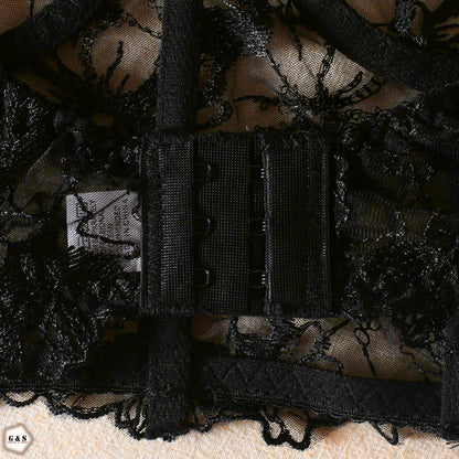 High Quality Corset Design Wired Net Bra With T-Panty Set