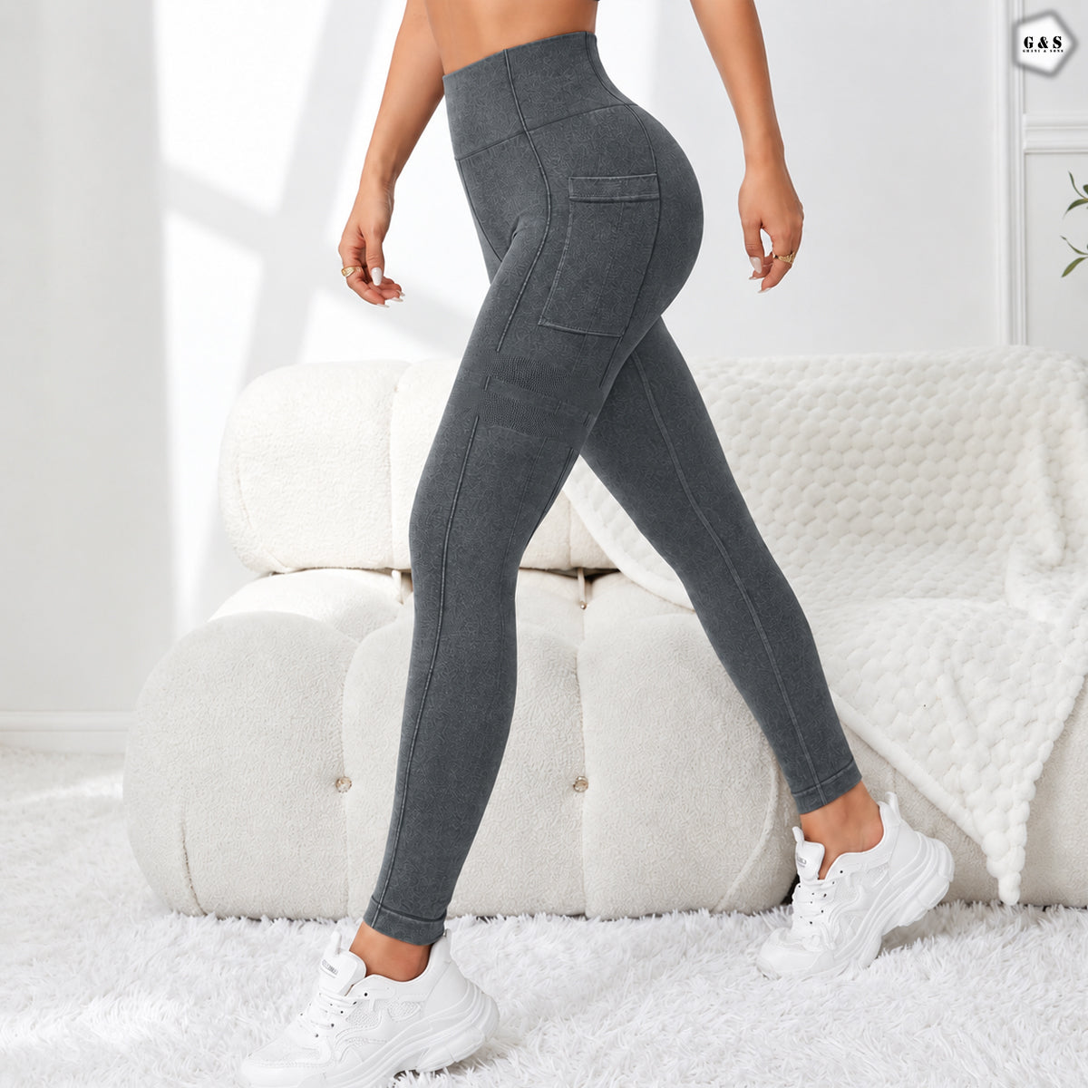 Premium Quality Wash Grey Color Pocket Design Gym/Yoga Legging