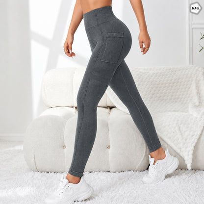 Premium Quality Wash Grey Color Pocket Design Gym/Yoga Legging