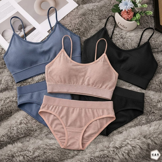 Pack Of 3 High Quality Bralette With T-Panty Sets