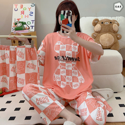 Girls Imported 3 Piece Pajama Suit With Short