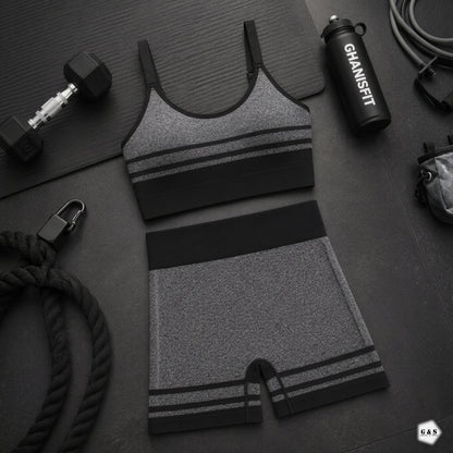 Ladies Imported Pack Of 2 Sports Bras With Shorts Set