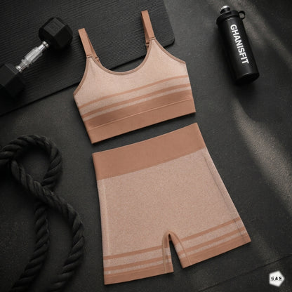 Ladies Imported Pack Of 2 Sports Bras With Shorts Set